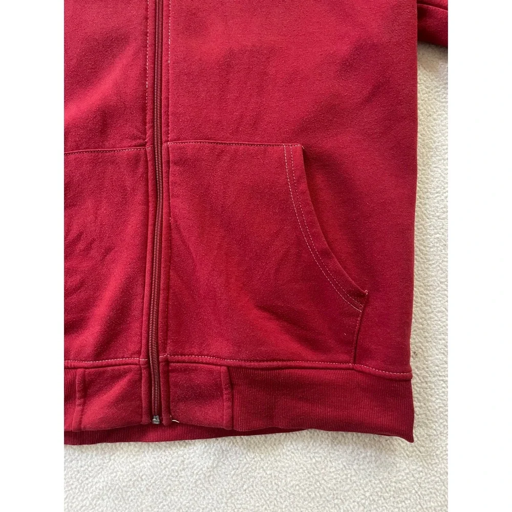 True Religion Mens Large Zip Hoodie Red Buddha Logo Back Graphic Sweatshirt
